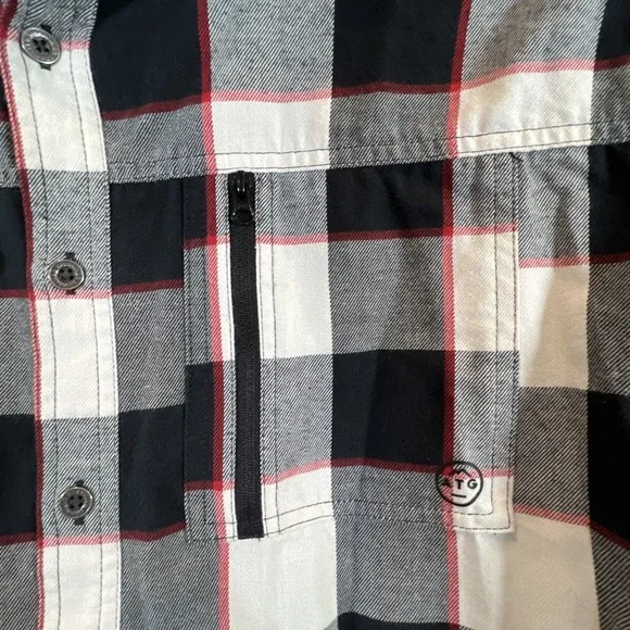 ATG Wrangler Plaid Flannel Shirt Outdoor Mens XXL All Terrain Gear Black Red 2XL - Picture 11 of 12